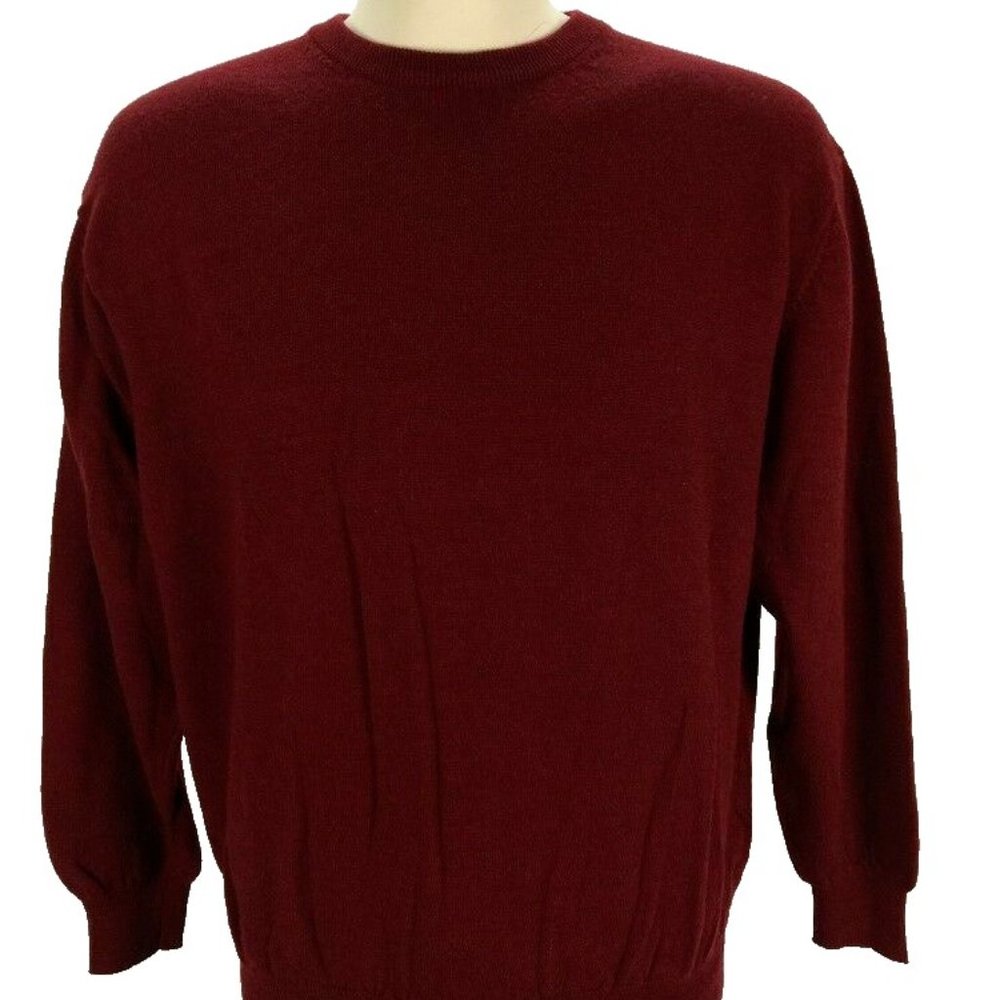 Jos A Bank Classic 100% Merino Wool Vneck Sweater XL Red Pullover Mens